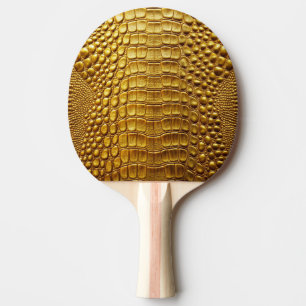Gouden Krokodil Alligator Huid Faux Lederen Print Tafeltennisbatje