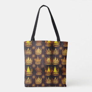 Gouden kronen patroon draagtas