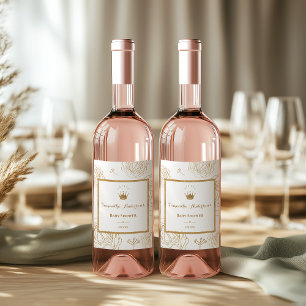 Gouden Kroon Baby Shower Wijnlabel Favor Wijn Etiket