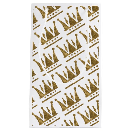 Gouden Kroon Custom Gift Bag - Klein, Glanzend Klein Cadeauzakje (Voorkant)