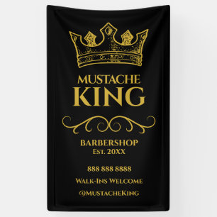 Gouden kroon en snor Barbershop Spandoek