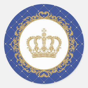 Gouden Kroon Koninklijk Blauwe Baby Prins 1e Verja Ronde Sticker
