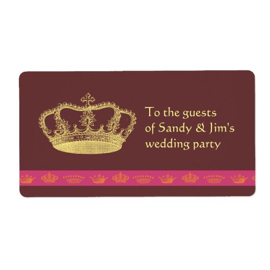 Gouden kroon met roze bar etiket (Voorkant)