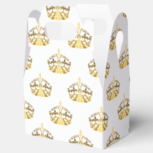 Gouden kroon op aangepaste kleur bruiloft bedankdoosjes (Geopend)