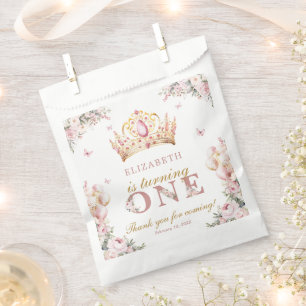 Gouden Kroon Prinses Meisje 1e Verjaardag Ballonne Bedankzakje