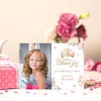 Gouden Kroon Prinses Meisje Verjaardag Dank u kaar