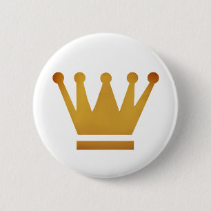 Gouden Kroon Ronde Badge Button 5,7 Cm