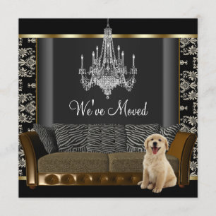 Gouden kroonluchter Black Damask Adreswijziging Aankondiging