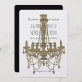 Gouden Kroonluchter Bruiloft Kaart (Voorkant / Achterkant)