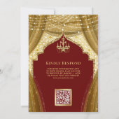 Gouden kroonluchter gordijn rode moslim bruiloft kaart (Achterkant)