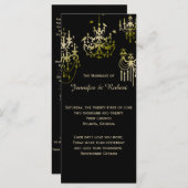 Gouden kroonluchters op zwart posh bruiloft progra programma (Voorkant / Achterkant)