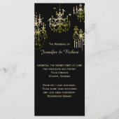 Gouden kroonluchters op zwart posh bruiloft progra programma (Voorkant)