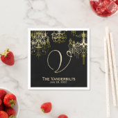 Gouden kroonluchters op Zwarte Posh bruiloft serve Servetten (Insitu)