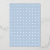Gouden Kruis Bleekblauw Schrift Foto Doop Folie Uitnodiging (Achterkant)