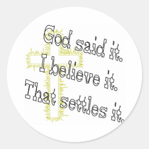 Gouden Kruis God Heeft Het Gezegd Ronde Sticker