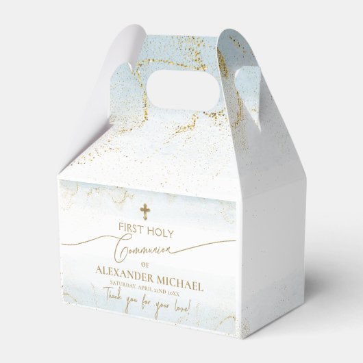Gouden Kruis Jongen Dank U Eerste Heilige Communie Bedankdoosjes (Achterkant)