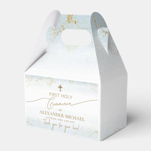 Gouden Kruis Jongen Dank U Eerste Heilige Communie Bedankdoosjes (Voorkant Zijde)