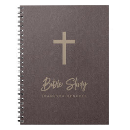 Gouden kruis lichtbruin leer kijken Bijbel Studie Notitieboek