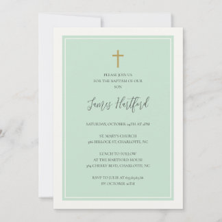 Gouden kruis minimalistische aqua turquoise jongen kaart