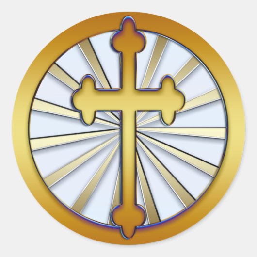 GOUDEN KRUIS RONDE STICKER (Voorkant)