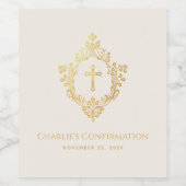 Gouden Kruis voor Religieuze Bevestiging in Crest Wijn Etiket (Enkel label)