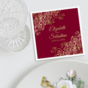 gouden krullen Elegante Bourgondische bruiloft Servet