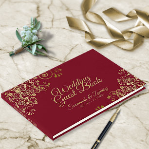 Gouden krullen Maroon Bourgondië Frilly Elegante b Gastenboek