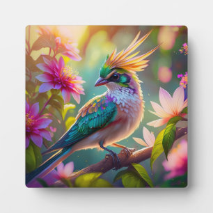 Gouden kuifgroen met kop Finch Fantasy Bird Fotoplaat