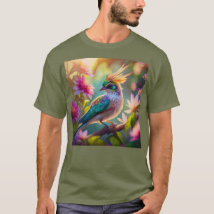 Gouden kuifgroen met kop Finch Fantasy Bird T-shirt