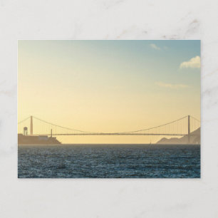 Gouden Kustbrug Zonsondergang Foto Kunst Ansichtka Briefkaart