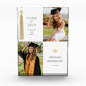 Gouden kwastje & Pet Wit Afstuderen Fotoblok (Voorkant)