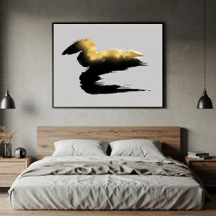 Gouden Kwaststreek Abstracte Kunst Canvas Afdruk