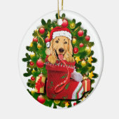 gouden labrador rekende kerst keramisch ornament (Links)