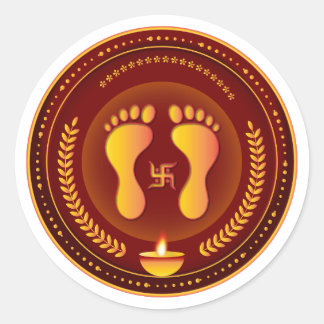 Gouden Lakshmi Charan Diwali Ronde Sticker