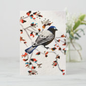 Gouden Landelijke Sneeuwvlok Wintervogel Feestdagenkaart (Staand voorkant)