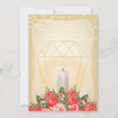 Gouden Lantaarns en Rode Bloem Bruiloft Kaart (Achterkant)