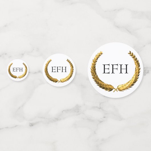 Gouden Laurel krans monogram Confetti (Voorkanten)