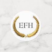 Gouden Laurel krans monogram Confetti (Kleine voorkant)