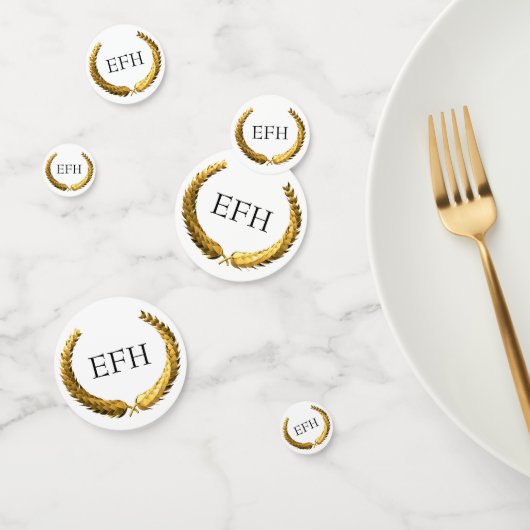 Gouden Laurel krans monogram Confetti (Groep)