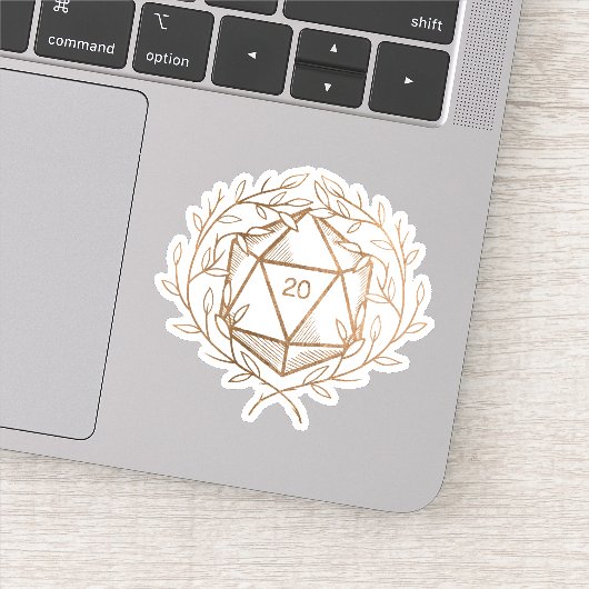 Gouden Laurels D20 Dice Fantasy Game Master Sticker (Detail)
