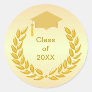 Gouden lauwerkrans Afstudeerklasse 20XX Ronde Sticker