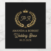 Gouden lauwerkrans bruiloft typografie kroon accen wijn etiket (Enkel label)