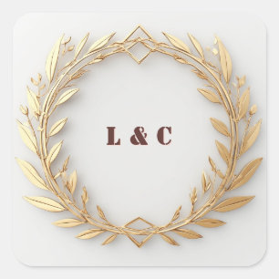 Gouden lauwerkrans gotische boogframe ✨ vierkante sticker