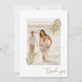 Gouden Leaf Foto Elegant Bruiloft Dank u Bedankkaart (Voorkant)