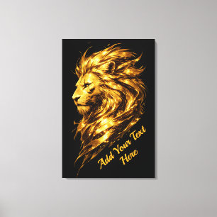 Gouden Leeuw Erfenis Gepersonaliseerde Luxe Goud Canvas Afdruk