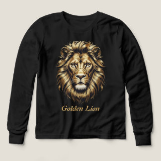 Gouden Leeuw Gezicht T-shirt – Elegant Zwart & Gou