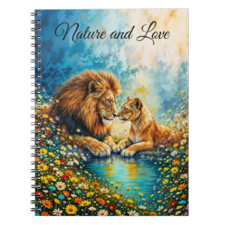 Gouden Leeuw Leeuwin kleurrijke wilde bloemen Notitieboek