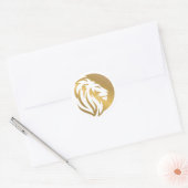 Gouden Leeuw Logo Eenvoudig Ronde Sticker (Envelop)