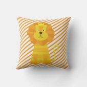 Gouden Leeuw op Sinaasappel en Witte Streep Sierku Kussen (Achterkant)