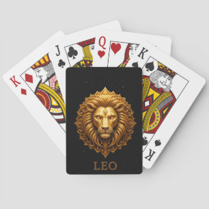 Gouden Leeuw Symbool dat Kracht Vertegenwoordigt, Pokerkaarten